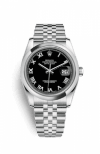 Rolex Datejust 36 Stainless Steel Domed / Jubilee / Black Roman 116200-0094