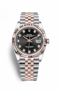 Rolex Datejust 36 Stainless Steel / Everose / Fluted / Black Diamond / Jubilee 126231-0019