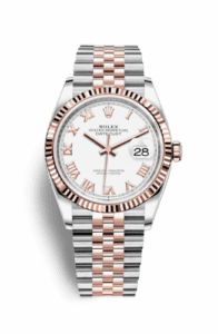 Rolex Datejust 36 Stainless Steel / Everose / Fluted / White Roman / Jubilee 126231-0015