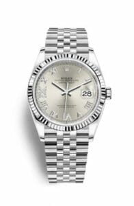 Rolex Datejust 36 Stainless Steel / Fluted / Silver Roman-Diamonds / Jubilee 126234-0029