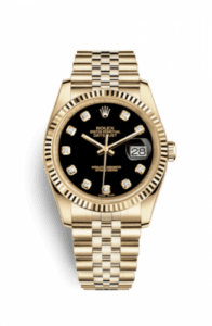 Rolex Datejust 36 Yellow Gold Fluted / Jubilee / Black Diamonds 116238-0067