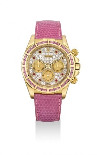 Rolex Daytona Zenith Yellow Gold Pink Sapphire Paved 16588safu-0002