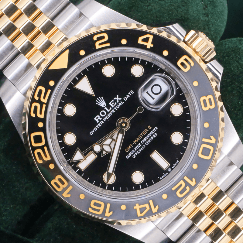 Rolex 126713GRNR GMT-Master II Bumblebee front diagonal
