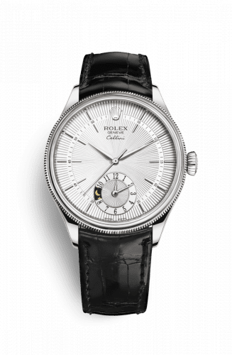 Rolex Cellini Dual Time White Gold / Silver / Alligator Black 50529-0006