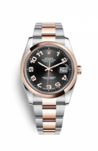 Rolex Datejust 36 Rolesor Everose Domed / Oyster / Black Arabic 116201-0087