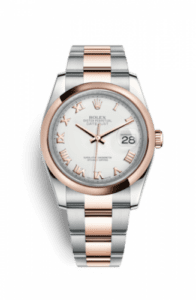 Rolex Datejust 36 Rolesor Everose Domed / Oyster / Ivory Roman 116201-0093