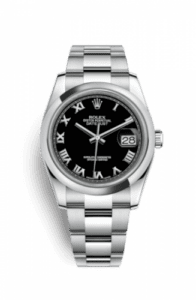 Rolex Datejust 36 Stainless Steel Domed / Oyster / Black Roman 116200-0061