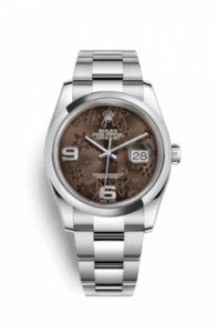 Rolex Datejust 36 Stainless Steel Domed / Oyster / Chocolate Floral 116200-0073