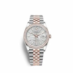 Rolex Datejust 36 Stainless Steel / Everose / Diamond / Silver - Palm / Jubilee 126281RBR-0019