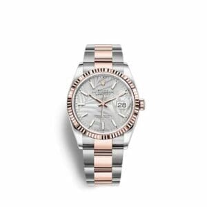 Rolex Datejust 36 Stainless Steel / Everose / Fluted / Silver - Palm / Oyster 126231-0032