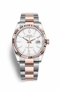 Rolex Datejust 36 Stainless Steel / Everose / Fluted / White / Oyster 126231-0018