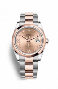 Rolex Datejust 36 Stainless Steel / Everose / Smooth / Rose Roman / Oyster 126201-0028