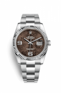 Rolex Datejust 36 Stainless Steel Fluted / Oyster / Chocolate Floral 116234-0145