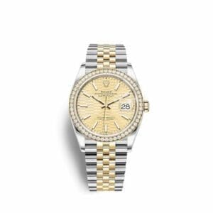 Rolex Datejust 36 Stainless Steel / Yellow Gold / Diamond / Champagne - Fluted / Jubilee 126283RBR-0025