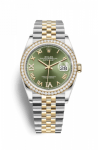 Rolex Datejust 36 Stainless Steel / Yellow Gold / Diamond / Olive Green Roman / Jubilee 126283RBR-0011