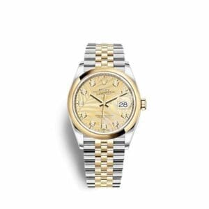 Rolex Datejust 36 Stainless Steel - Yellow Gold - Domed / Champagne - Palm - Diamond / Jubilee 126203-0043