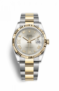 Rolex Datejust 36 Stainless Steel / Yellow Gold / Fluted / Silver Roman / Oyster 126233-0032