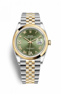Rolex Datejust 36 Stainless Steel / Yellow Gold / Smooth / Olive Green Roman / Jubilee 126203-0025