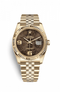 Rolex Datejust 36 Yellow Gold Fluted / Jubilee / Chocolate Floral 116238-0081