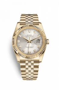 Rolex Datejust 36 Yellow Gold Fluted / Jubilee / Silver Diamonds 116238-0075