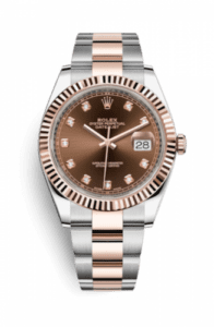 Rolex Datejust 41 Rolesor Everose Fluted / Oyster / Chocolate - Diamond 126331-0003