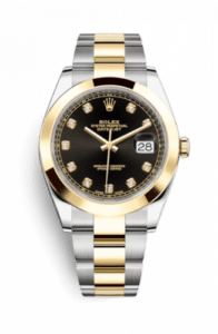 Rolex Datejust 41 Rolesor Yellow Smooth / Oyster / Black - Diamond 126303-0005