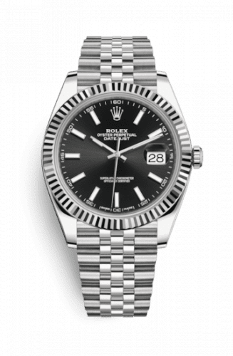 Rolex Datejust 41 Stainless Steel Fluted / Jubilee / Black 126334-0018