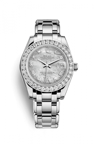 Rolex Datejust Pearlmaster 34 White Gold Diamond Mother of Pearl Roman 81299-0031