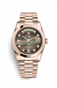 Rolex Day-Date 36 Everose Domed / President / Black MOP 118205f-0005