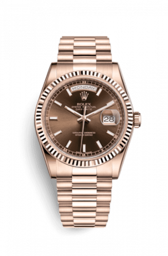 Rolex Day-Date 36 Everose Fluted / President / Chocolate 118235f-0121