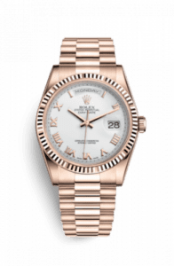 Rolex Day-Date 36 Everose Fluted / President / White Roman 118235f-0024