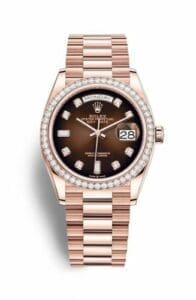 Rolex Day-Date 36 Everose Gold / Diamond / Brown Ombré-Diamond / President 128345RBR-0040