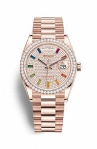Rolex Day-Date 36 Everose Gold / Diamond / Paved-Rainbow / President 128345RBR-0042