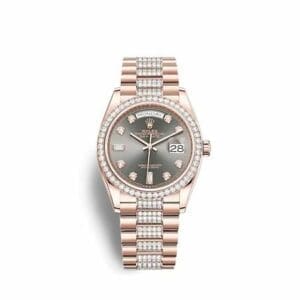 Rolex Day-Date 36 Everose Gold - Diamond / Slate - Diamond / President - Diamond 128345RBR-0053