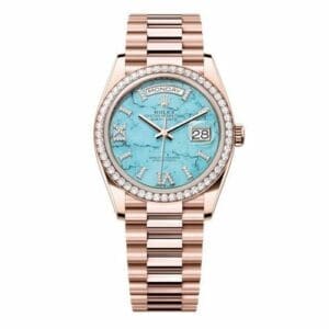 Rolex Day-Date 36 Everose Gold - Diamond / Turquoise / President 128345RBR-0064