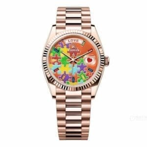 Rolex Day-Date 36 Everose Gold - Fluted / Emoji Puzzle 128235-0063