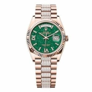 Rolex Day-Date 36 Everose Gold - Fluted / Green Aventurine / President - Diamond 128235-0069