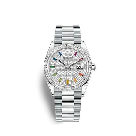 Rolex Day-Date 36 Platinum - Diamond / Paved - Rainbow / President 128396TBR-0006
