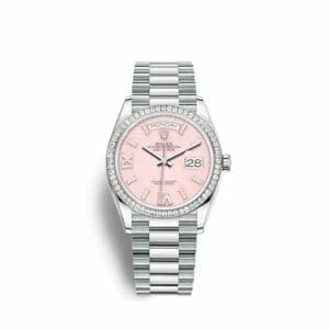Rolex Day-Date 36 Platinum - Diamond / Pink Opal / President 128396TBR-0009