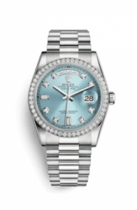 Rolex Day-Date 36 Platinum Diamonds / President / Ice Blue Diamonds 118346-0028