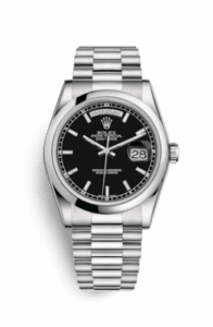 Rolex Day-Date 36 Platinum Domed / President / Black 118206-0042