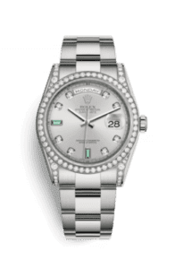 Rolex Day-Date 36 White Gold Diamond / Oyster / Silver Diamond Emerald 118389-0124