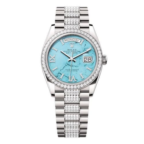 Rolex Day-Date 36 White Gold - Diamond / Turquoise / President - Diamond 128349RBR-0032
