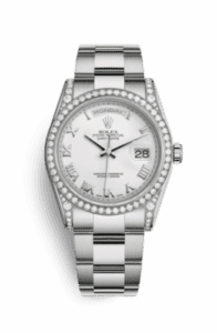Rolex Day-Date 36 White Gold Diamonds / Oyster / White Roman 118389-0119