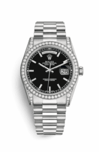 Rolex Day-Date 36 White Gold Diamonds / President / Black 118389-0061