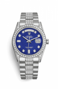 Rolex Day-Date 36 White Gold Diamonds / President Diamond / Lapis 118389-0093