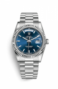Rolex Day-Date 36 White Gold Fluted / President / Blue 118239-0287