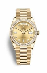 Rolex Day-Date 36 Yellow Gold / Diamond / Champagne-Diamond / President 128348RBR-0008