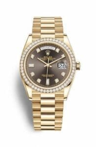 Rolex Day-Date 36 Yellow Gold / Diamond / Dark Grey-Diamond / President 128348RBR-0005