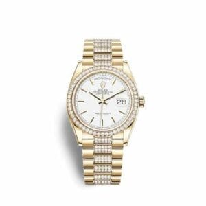Rolex Day-Date 36 Yellow Gold Diamond / White / President - Diamond 128348RBR-0048